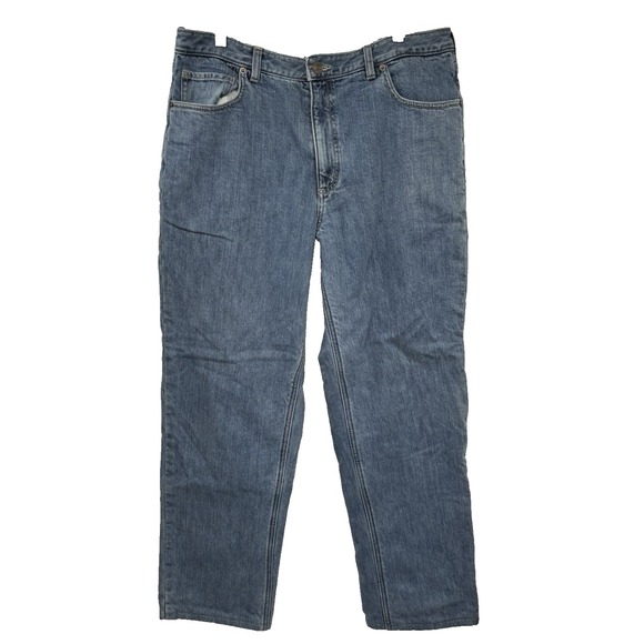 Lands End Jeans Flannel Lined Size 35 Traditional Fit Tapered Leg - Picture 3 of 9